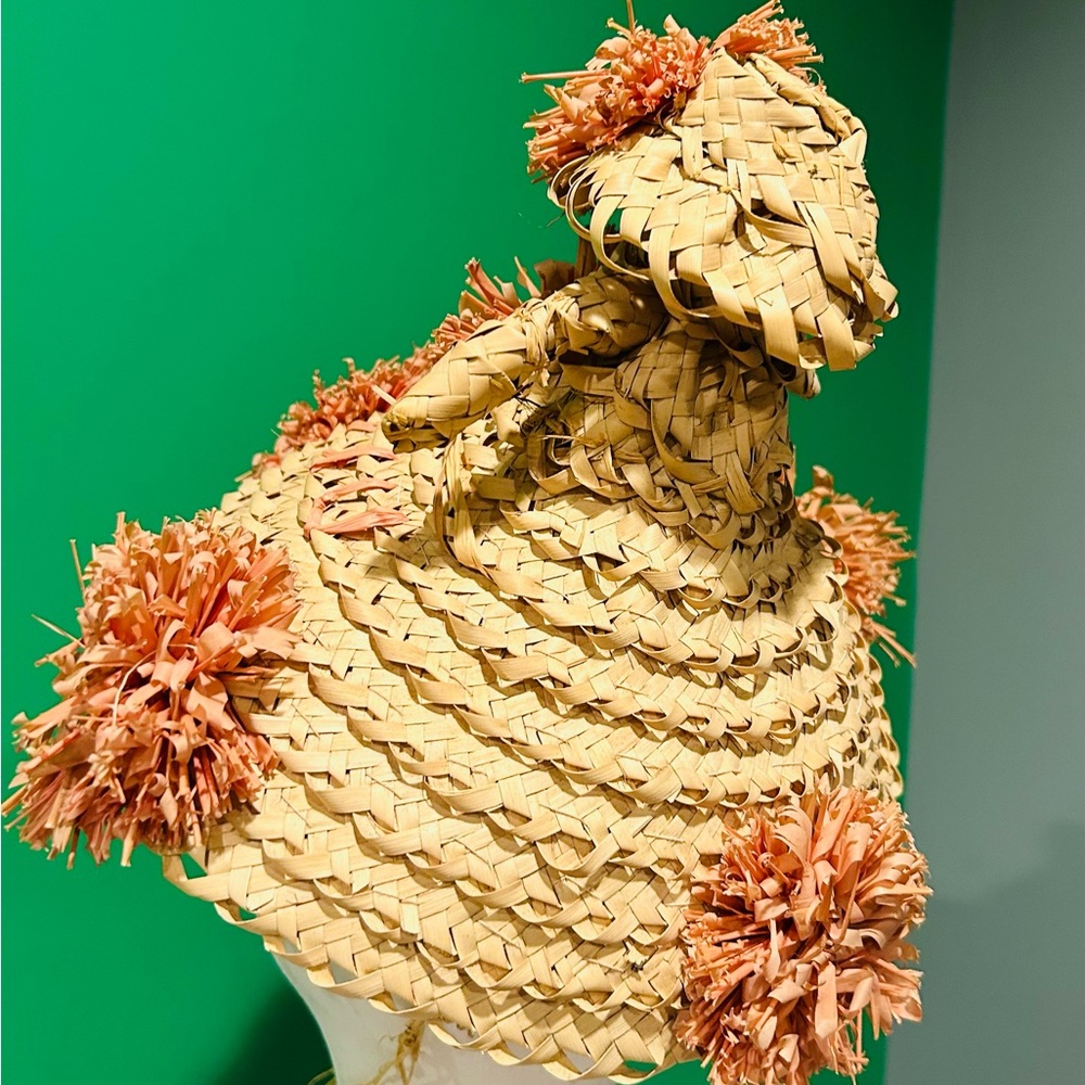 1960s Souvenir Straw Hat with Orange Accents - Picture 7 of 8